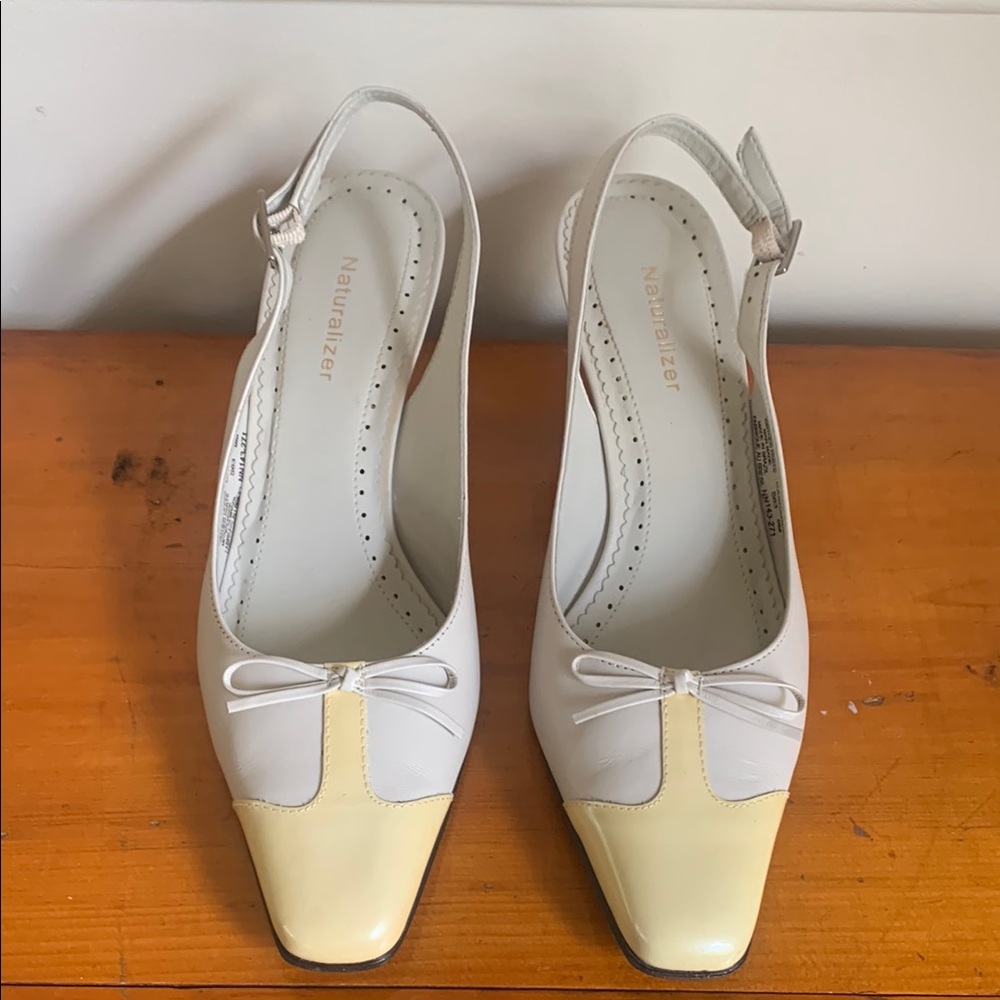 Slingback Leather Kitten heel Pump with Bow